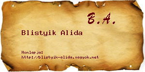 Blistyik Alida névjegykártya